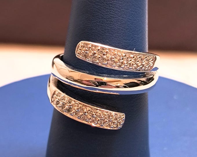 Sterling Silver Wrap Ring with Cubic Zirconia