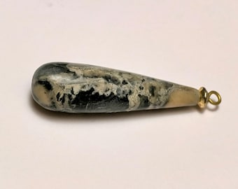 Carrara Marble Pendant: Gold Vermeiled Silver, Handmade in Maine