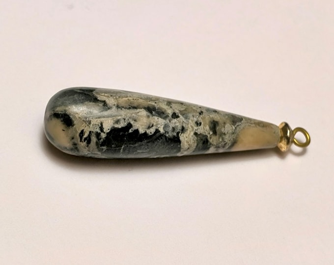 Carrara Marble Pendulum Pendant from Italy, Wonderful Natural, Inky Pattern