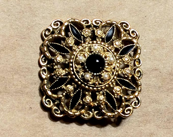 Vintage Mourning Brooch - Victorian Revivial Pin