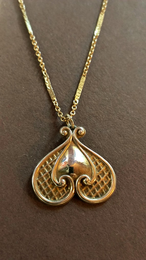 Antique Goldfilled Scroll Pendant & Decorative Chain