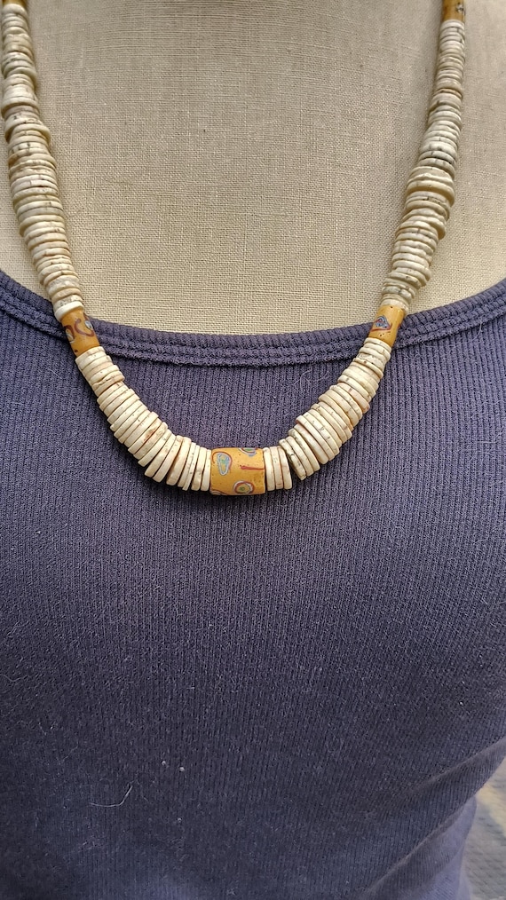 Venetian Red Eye Glass Bead necklace, antique beads circa 1800s