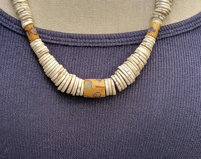 Venetian Red Eye Glass Bead necklace, antique beads circa 1800s