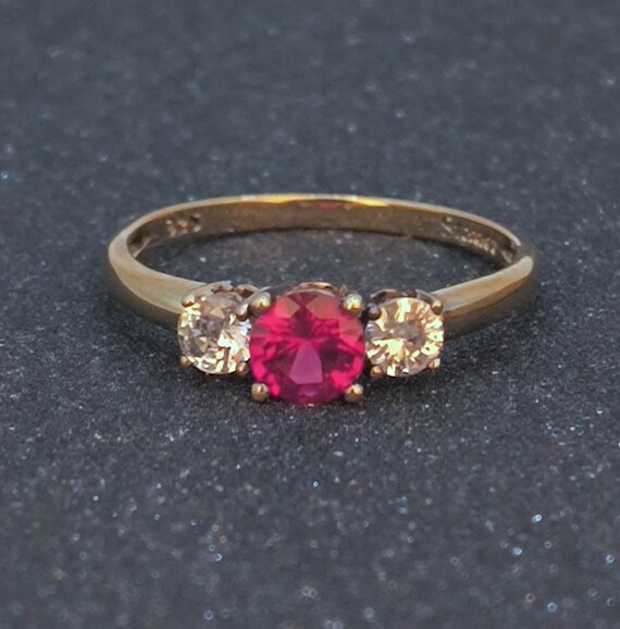 Ruby Engagement Ring: Vtg Stauer Gold Vermeil over