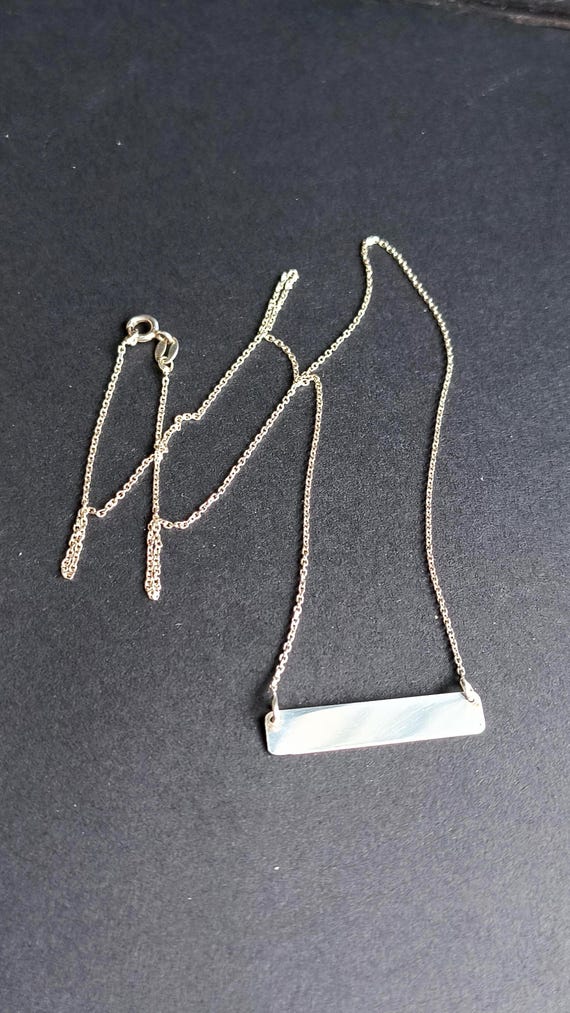 Vintage Sterling Silver Minimalist Bar Pendant Necklace