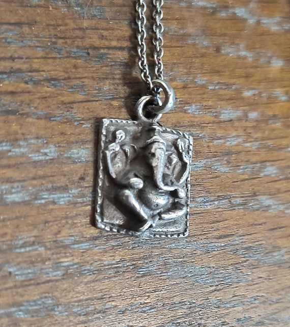 Antique Silver Lord Ganesha Medal Pendant: Hindu Figural Charm