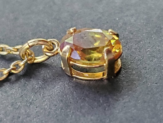 Vintage Sphene, Rare Gemstone Pendant in 14K Yellow Gold - Strong Color Change Titanite Gem