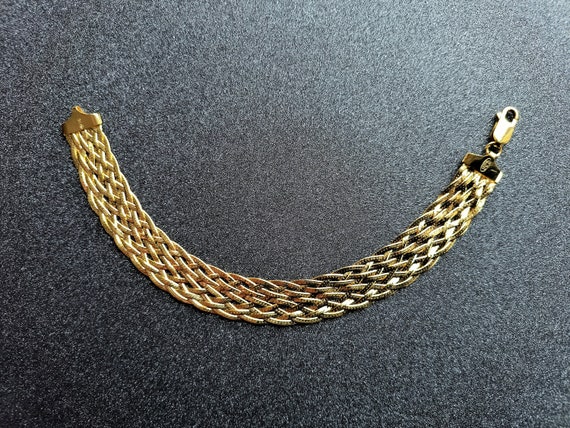 7 1/2 inch Gold over Sterling Silver Woven Bracel… - image 3