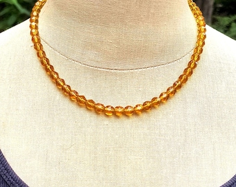 Antique Crystal Bead Necklace, Early Art Deco - Bright Golden Yellow Beads!