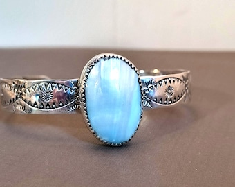 Abalone & Sterling Silver Cuff Bracelet with Southwestern Style Pattern