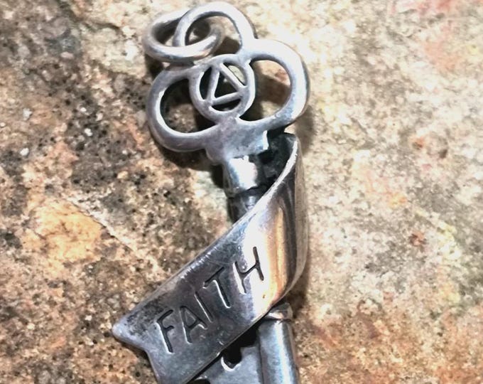 AA Alcoholics Anonymous Symbol Women in Recovery Sterling Silver KEY CHARM