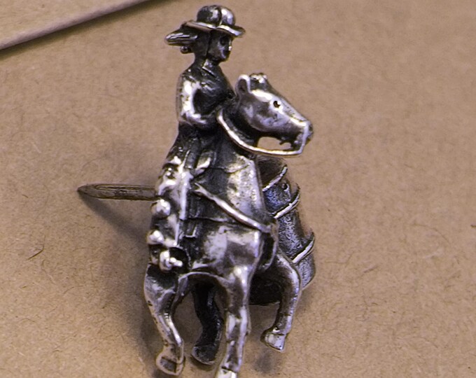 Cowgirl Barrel Racing Tie Tack, Sterling Silver, Vintage Dealer Stock from New Mexico, Great Cowboy, Rodeo, Western Theme Gift for Mom!