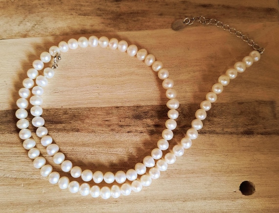 Pearl Necklace - Adjustable Freshwater Pearls with Sterling Silver Clasp