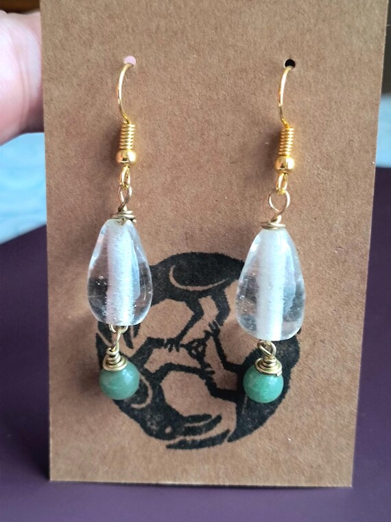 Beach Glass & Jade Teardrop Beads with Gold Accents