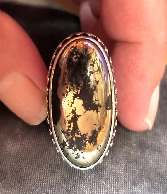 Vintage Pyrite / Fool's Gold Ring - Sterling Silver Size 8
