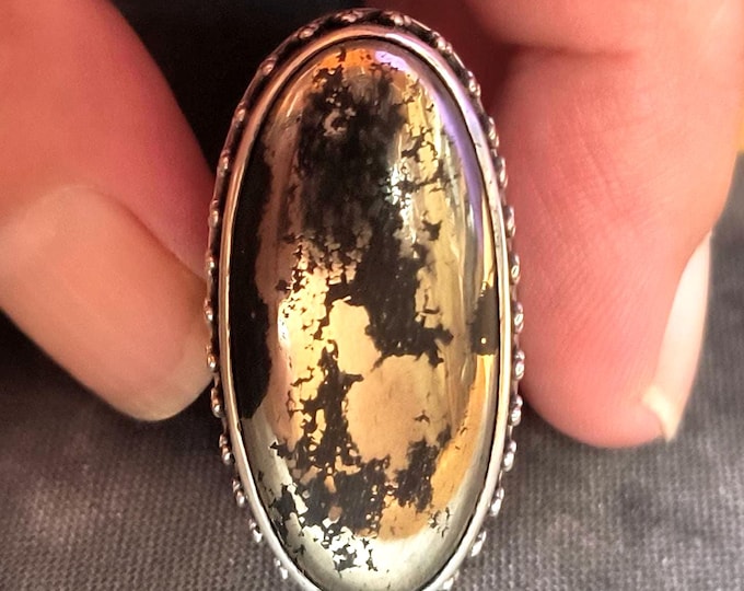 Vintage Pyrite / Fool's Gold Ring - Sterling Silver Size 8