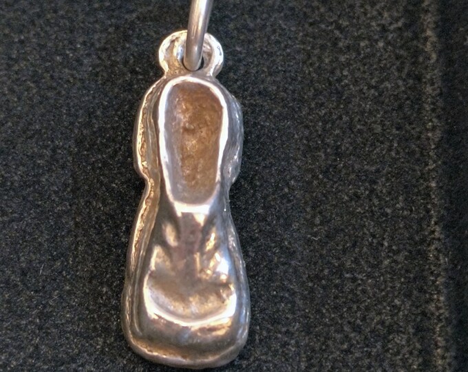 Edwardian Shoe Charm / Sterling Silver 1900s Men's Dress Shoe Pendant