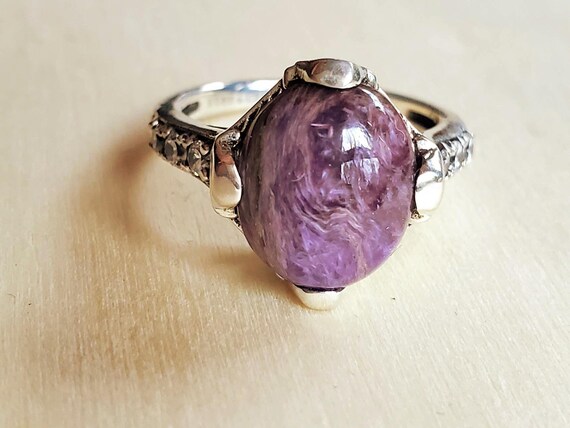 Art Deco Sterling Silver Charoite Ring – Size 7