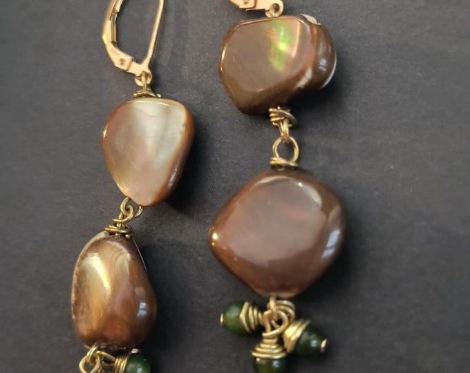 Abalone & Jade, Handmade Drop Earrings with an Underwater, Ocean Vibe