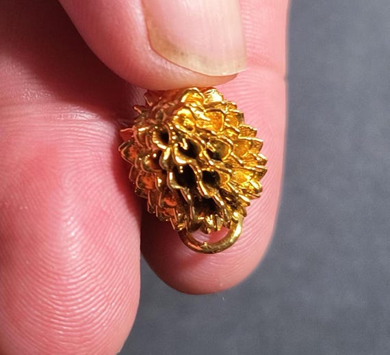 Vintage Durian Fruit Good Luck Charm Dipped in High Karat Yellow Gold