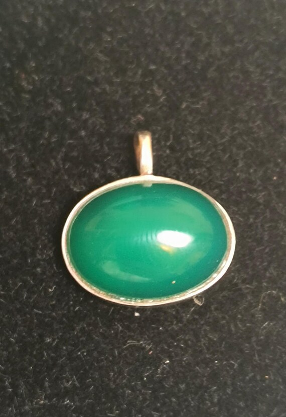 Vintage Chrysoprase Pendant in Sterling Silver Bezel Frame