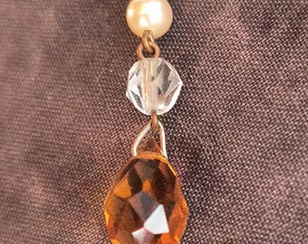 Edwardian / Art Deco style vintage pendant with Citrine Glass Crystal