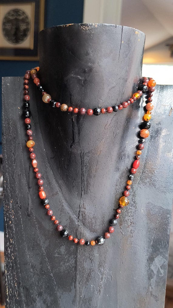 Meditations on Mars - A Handmade Mala Necklace of Antique Beads from Around the World