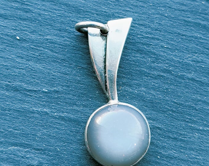 GRAY MOONSTONE PENDANT, Sterling Silver & Fine Gemstone Comet Necklace, Made in Maine