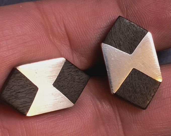MIDCENTURY MODERN CUFFLINKS, Exquisite Silver & Fine Wood Design, Exceptional Quality