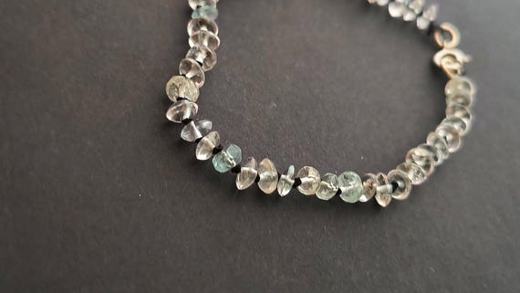 Aquamarine & Blue Topaz Bead Bracelet, Knotted on Silk, Handmade in Maine