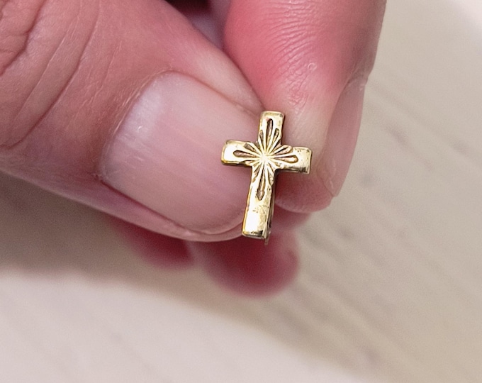 Antique Goldfilled Cross Pin for Lapel, Baby Blanket or Christening / Baptism Robe