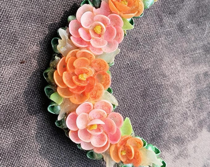 Crescent Moon Brooch in Honor of Goddess Diana - Made of Seashells, 1950s