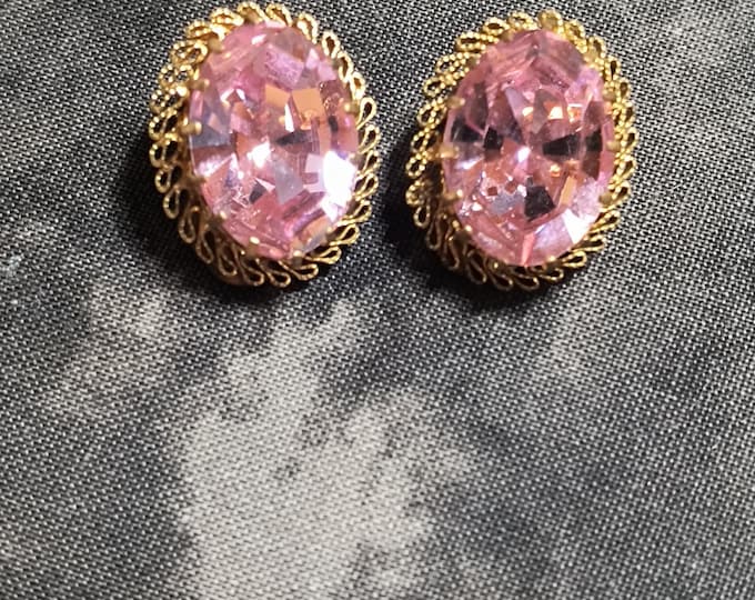 Hollywood Glam Earrings - Bright Pink Foilback Rhinestones in the Elizabethan Style