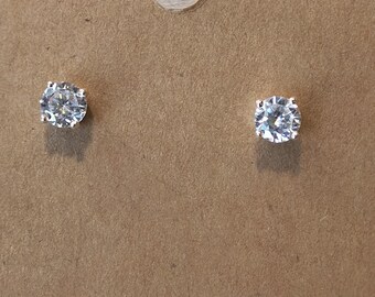 Art Deco Diamond Earrings, CZ Faux Diamonds in Sterling Silver