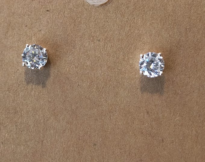 Art Deco Diamond Earrings, CZ Faux Diamonds in Sterling Silver