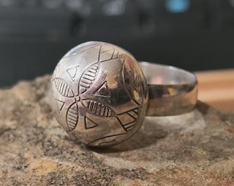 Vintage Bedouin, North African, Saharan Africa Dome Ring with Fine engraving