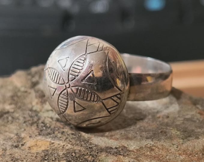 Vintage Bedouin, North African, Saharan Africa Dome Ring with Fine engraving