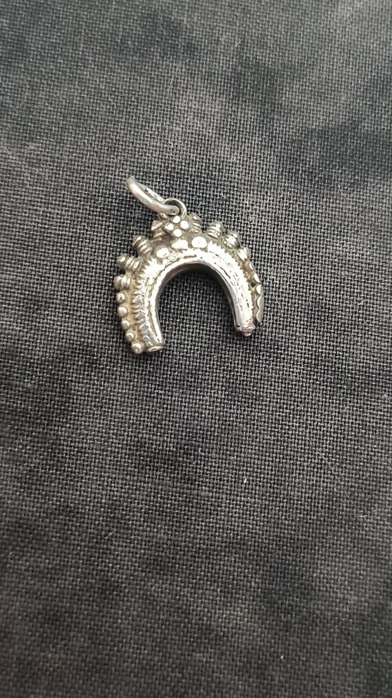 Antique Silver Charm from India - Arch, Rainbow, Crescent Shape