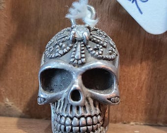 SIGNED Sugar Skull Pendant in Sterling Silver, Incredible Detail, Beautiful Workmanship!