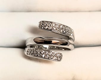Wrap Ring or Wedding Band in Sterling Silver & Cubic Zirconia - Great Bridal Piece, Travel Ring, Statement Ring or Right Hand Ring!
