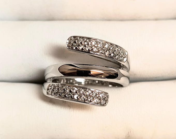 Wrap Ring or Wedding Band in Sterling Silver & Cubic Zirconia - Great Bridal Piece, Travel Ring, Statement Ring or Right Hand Ring!