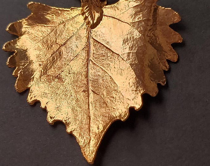 Large Cottonwood Leaf Pendant - Gold Dipped Real Botanicals from the 1970s