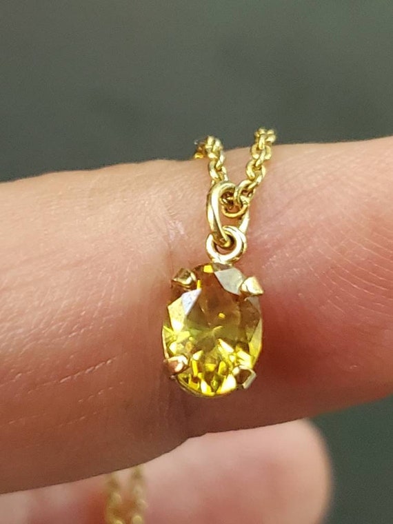14K Gold & Natural Rare Gemstone Pendant - Titanite (Sphene) Necklace with Incredible Color Change