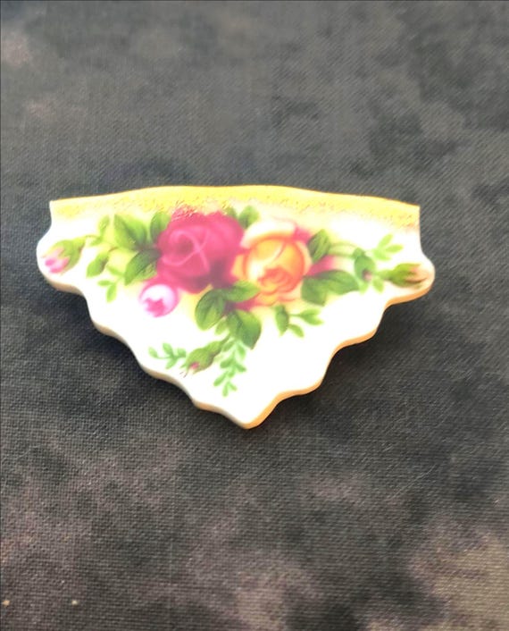 Antique Porcelain Brooch - Handmade from 1900's Teacup