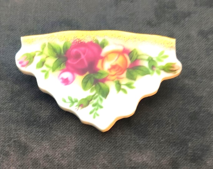 Antique Porcelain Brooch - Handmade from 1900's Teacup