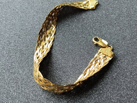 7 1/2 inch Gold over Sterling Silver Woven Bracel… - image 8
