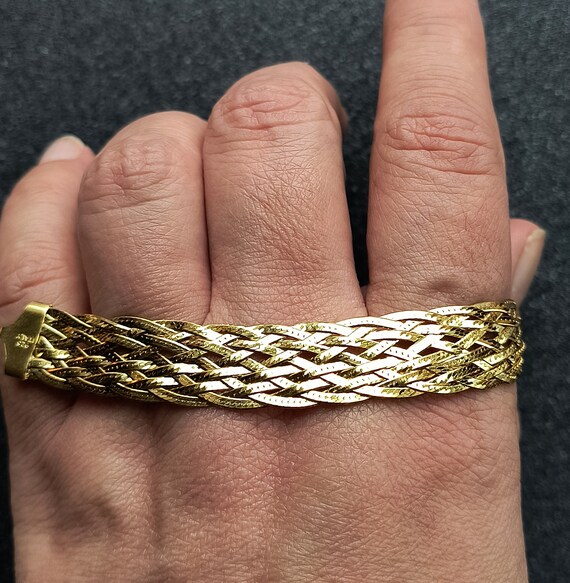 7 1/2 inch Gold over Sterling Silver Woven Bracel… - image 5