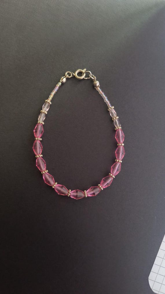Kunzite Pink Crystal Bead Bracelet for Bridesmaid or Mother's Day Gift