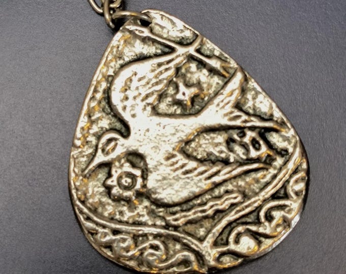 Vintage Greek Artifact Pendant - Museum Replica of Ancient Minoan or Talisman Showing Archer, Dove