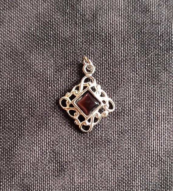 Mahogany Tiger's Eye and Sterling SIlver Celtic Knot Pendant in Demure Size